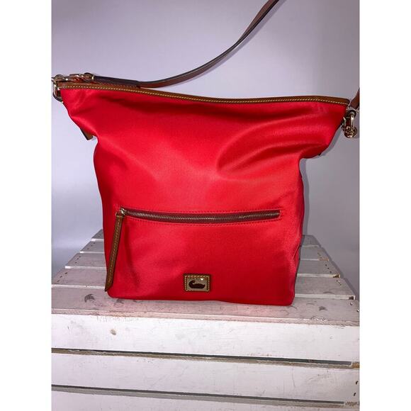 DOONEY & BOURKE LARGERED NYLON BROWN LEATHER SHOULDER BAG - Picture 2 of 16